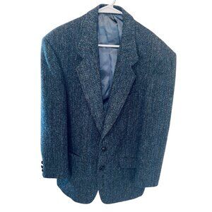 Vintage Ricksons British Wool Herringbone Blazer Jacket 44R Preppy Academic Mone